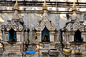 Bagan Myanmar. Next to the Gubyaukgyi stands the gilded Myazedi or 'Emerald Stupa'. 